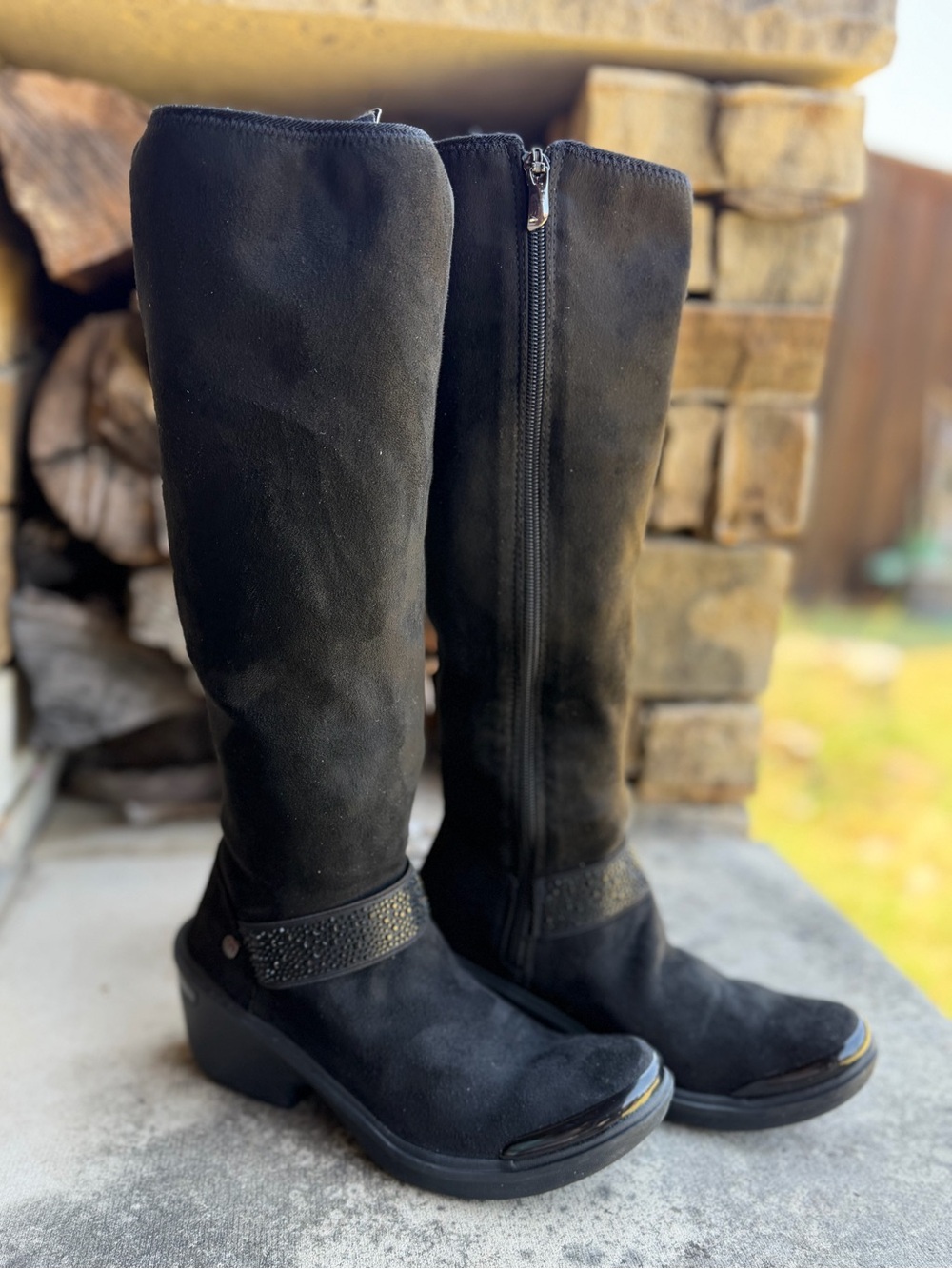 Women's BZees Tango Knee-High Black Zip Boots Sz-6.5.  Y